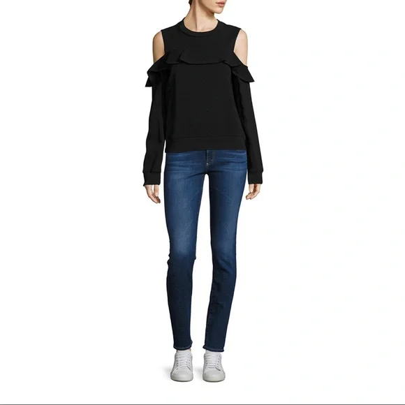 A.L.C. Lindsey Ruffle Cold Shoulder Top Black Women’s 0 - Picture 3 of 16